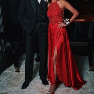 Sherri Hill Red Satin Prom Dress/Matching Shoes